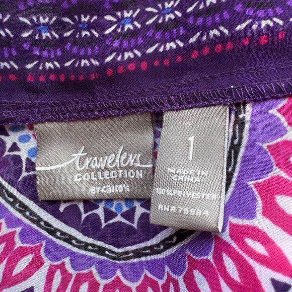 Chico's Travelers Kaleidoscope Kimono Open Front Hippie Purple Size Medium (1) - Picture 3 of 3